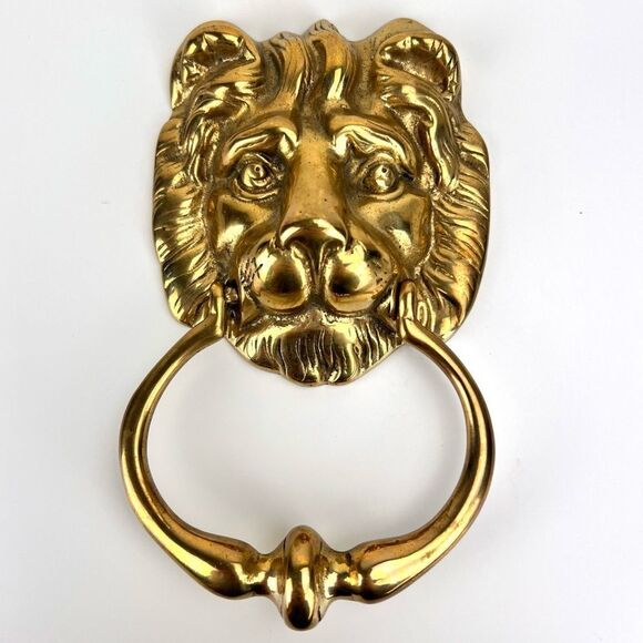 Vintage Brass Lion Head Door Knocker